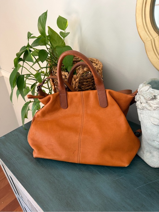 Mark & Graham Handbags - Mark & Graham Brooklyn Carryall cognac leather dual structured top handles